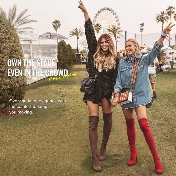 Women's Red-imitation Grain Synthetic suede Thigh High Over The Knee Tall Boot - Picture 2 of 9